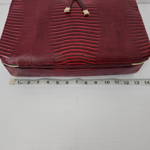 Estee Lauder Red faux Croc Embossed travel bag case NWOT - Picture 8 of 11